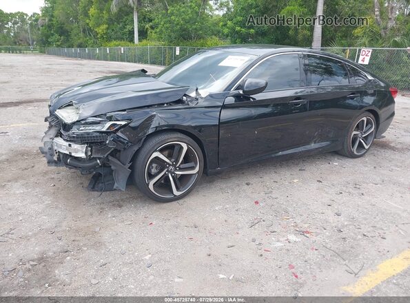 1HGCV1F37KA038474 2019 HONDA ACCORD Black წინა მარცხენა ხედი სამი მეოთხედიდან