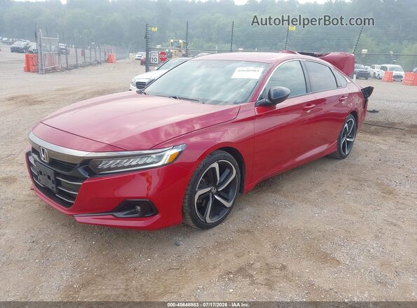 1HGCV1F37MA026313 2021 HONDA ACCORD Red Передня ліва чверть