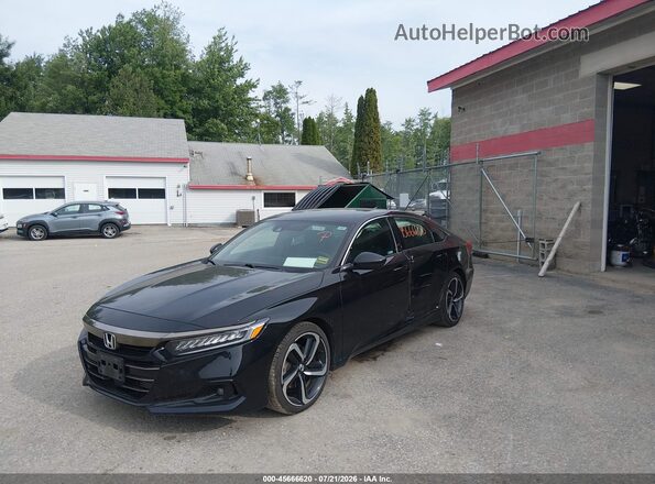 1HGCV1F37NA074380 2022 HONDA ACCORD Black წინა მარცხენა ხედი სამი მეოთხედიდან