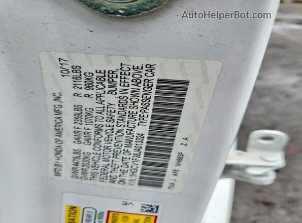 1HGCV1F38JA013324 2018 HONDA ACCORD White Engine compartment view