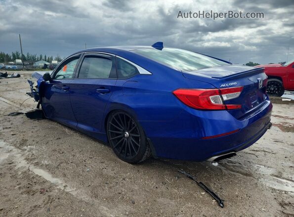 1HGCV1F38JA148092 2018 HONDA ACCORD Blue Հետևի ձախ