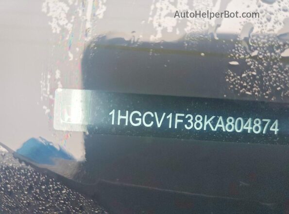 1HGCV1F38KA804874 2019 HONDA ACCORD Black Вид наклейки з VIN-кодом