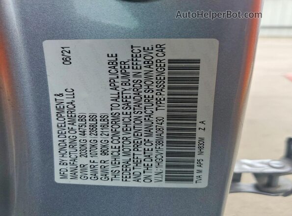 1HGCV1F38MA087430 2021 HONDA ACCORD Silver VIN կոդի պիտակի տեսք