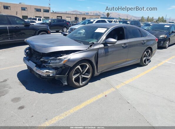 1HGCV1F39JA155214 2018 HONDA ACCORD Gray წინა მარცხენა ხედი სამი მეოთხედიდან