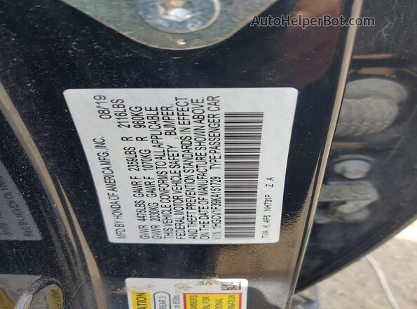 1HGCV1F39KA151729 2019 HONDA ACCORD Black Widok komory silnika