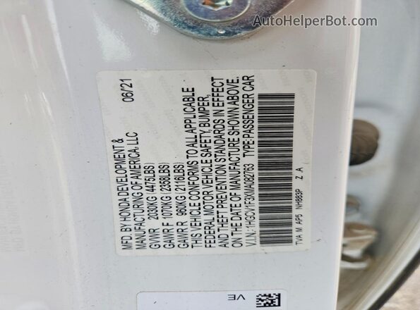 1HGCV1F3XMA082763 2021 HONDA ACCORD White Engine compartment view