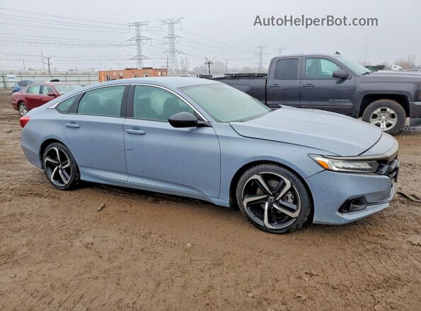 1HGCV1F3XNA065396 2022 HONDA ACCORD Blue Delantero derecho