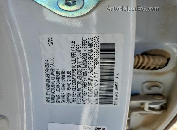 1HGCV1F42NA113143 2022 HONDA ACCORD Белый Вид подкапотного пространства