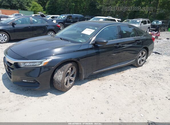 1HGCV1F43JA023557 2018 HONDA ACCORD Черный Передняя левая четверть