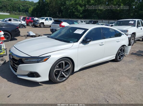 1HGCV1F44MA033969 2021 HONDA ACCORD Белый Передняя левая четверть