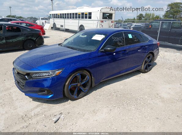 1HGCV1F44MA046673 2021 HONDA ACCORD Blue წინა მარცხენა ხედი სამი მეოთხედიდან