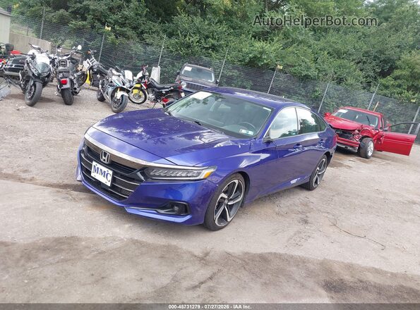 1HGCV1F44NA035061 2022 HONDA ACCORD Blue Առջևի ձախ երեք քառորդ տեսարան