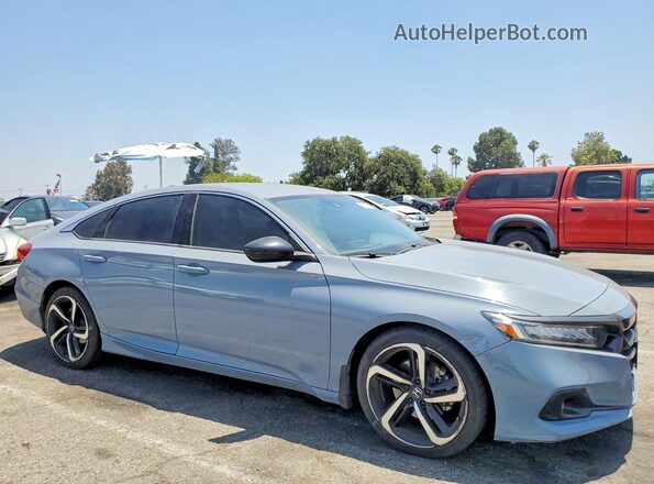 1HGCV1F46MA077696 2021 HONDA ACCORD Серый Передняя правая четверть
