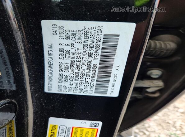 1HGCV1F49KA094568 2019 HONDA ACCORD Black Widok komory silnika