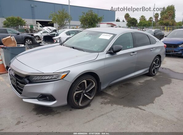 1HGCV1F49MA061962 2021 HONDA ACCORD Silver წინა მარცხენა ხედი სამი მეოთხედიდან