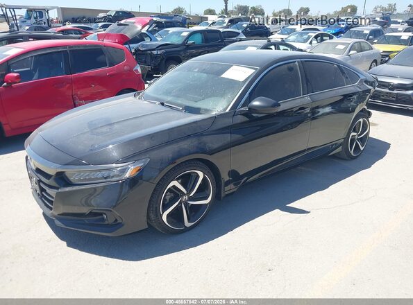 1HGCV1F4XNA082319 2022 HONDA ACCORD Black წინა მარცხენა ხედი სამი მეოთხედიდან