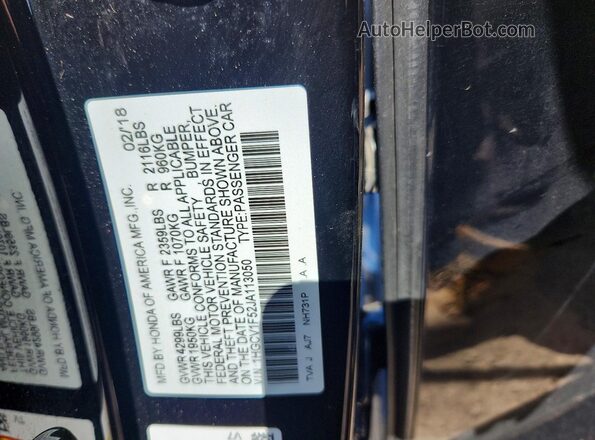 1HGCV1F52JA113050 2018 HONDA ACCORD Черный Вид подкапотного пространства
