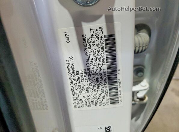1HGCV1F53MA064977 2021 HONDA ACCORD White VIN კოდის სტიკერის ხედი