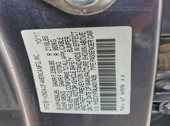 1HGCV1F54JA017436 2018 HONDA ACCORD Gray Շարժիչի բաժամունքի տեսք