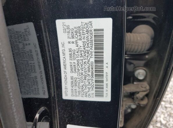 1HGCV1F54MA046553 2021 HONDA ACCORD Black Շարժիչի բաժամունքի տեսք