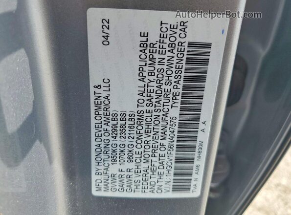 1HGCV1F56NA047575 2022 HONDA ACCORD Silver Вид підкапотного простору
