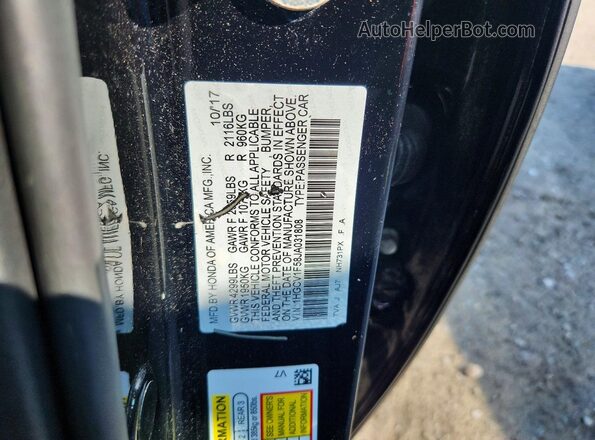 1HGCV1F58JA031808 2018 HONDA ACCORD Black Вид підкапотного простору