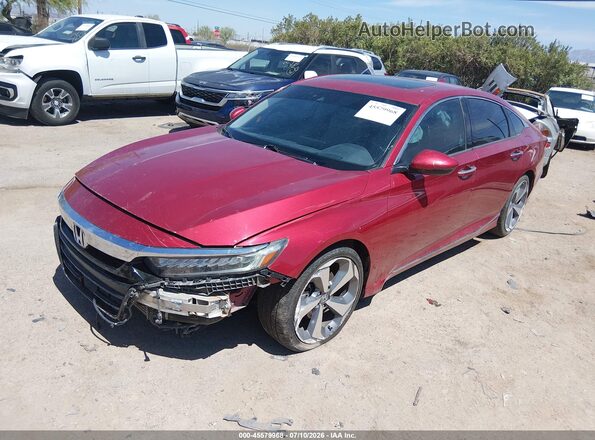 1HGCV1F90JA192379 2018 HONDA ACCORD Red Առջևի ձախ երեք քառորդ տեսարան