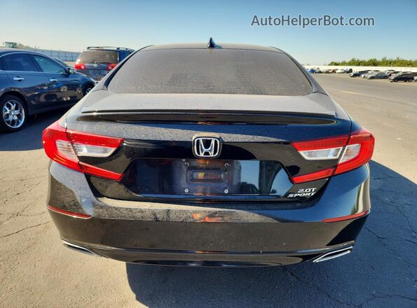 1HGCV2F30JA035758 2018 HONDA ACCORD Black Вид ззаду