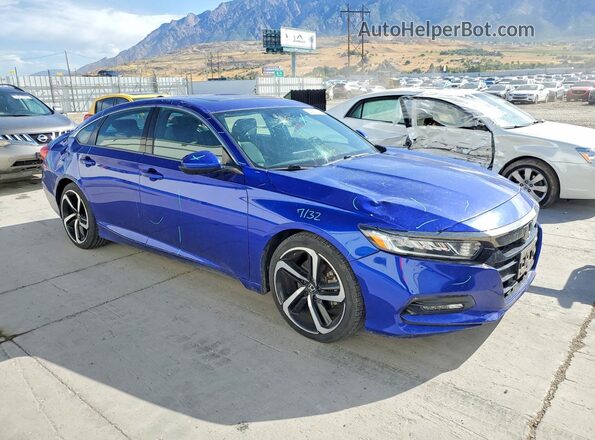 1HGCV2F30JA037008 2018 HONDA ACCORD Blue Передня права чверть