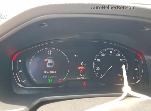 1HGCV2F30NA009635 2022 HONDA ACCORD Black Вид щитка приладів