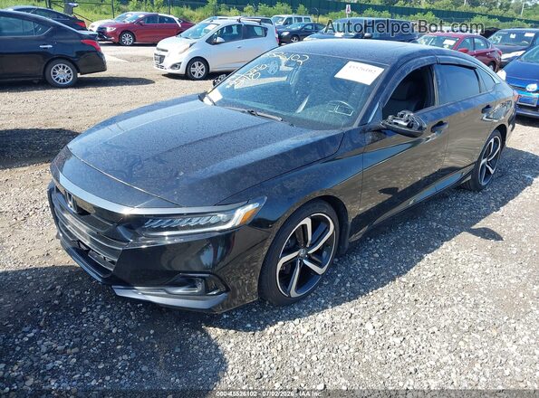 1HGCV2F31MA010842 2021 HONDA ACCORD Black Przód lewy