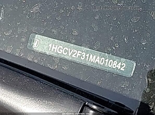 1HGCV2F31MA010842 2021 HONDA ACCORD Black 