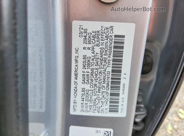 1HGCV2F32MA016133 2021 HONDA ACCORD Silver Widok komory silnika