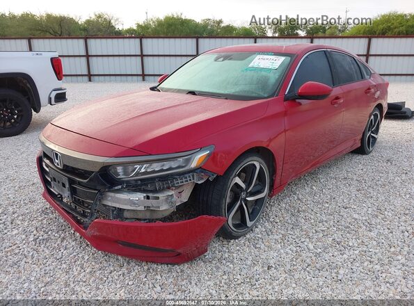 1HGCV2F34JA052188 2018 HONDA ACCORD Red Առջևի ձախ երեք քառորդ տեսարան