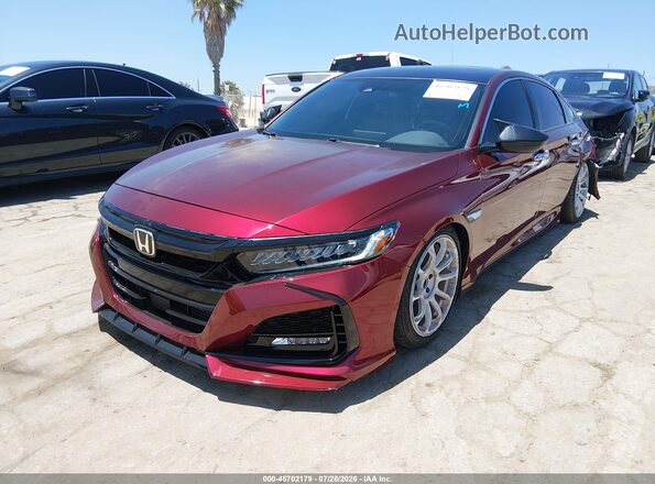 1HGCV2F34MA010124 2021 HONDA ACCORD Burgundy Vista tres cuartos delantera izquierda