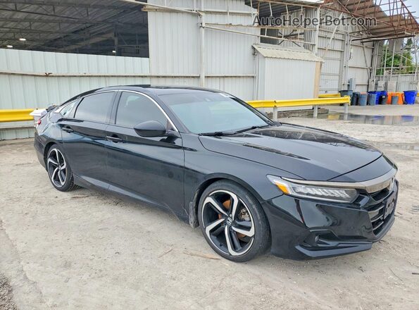 1HGCV2F35MA005286 2021 HONDA ACCORD Черный Передняя правая четверть