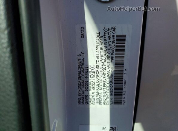 1HGCV2F36NA017190 2022 HONDA ACCORD White ძრავის განყოფილების ხედი