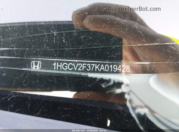 1HGCV2F37KA019428 2019 HONDA ACCORD White ძრავის განყოფილების ხედი