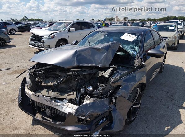 1HGCV2F37KA033524 2019 HONDA ACCORD Gray Առջևի ձախ երեք քառորդ տեսարան