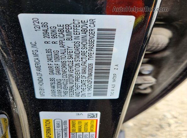 1HGCV2F37MA008206 2021 HONDA ACCORD Black Շարժիչի բաժամունքի տեսք