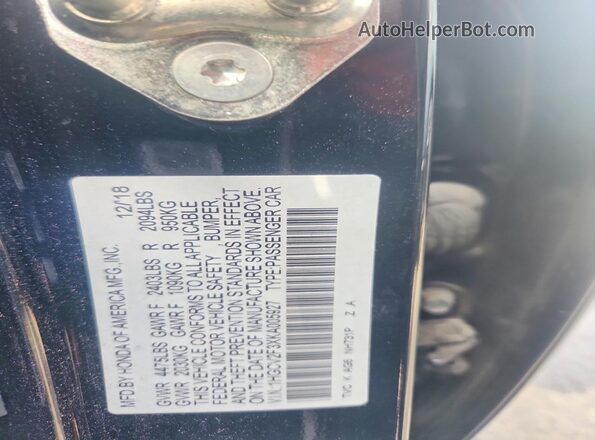 1HGCV2F3XKA005927 2019 HONDA ACCORD Black Vista del compartimento del motor