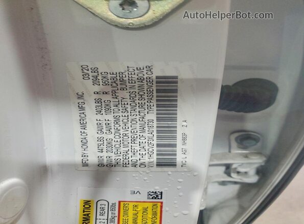 1HGCV2F3XLA018730 2020 HONDA ACCORD White Vista del compartimento del motor