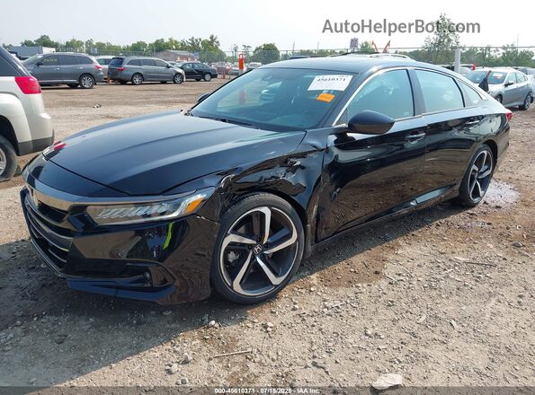 1HGCV2F3XNA004409 2022 HONDA ACCORD Black წინა მარცხენა ხედი სამი მეოთხედიდან