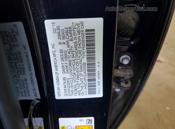 1HGCV2F53JA020558 2018 HONDA ACCORD Black Engine compartment view