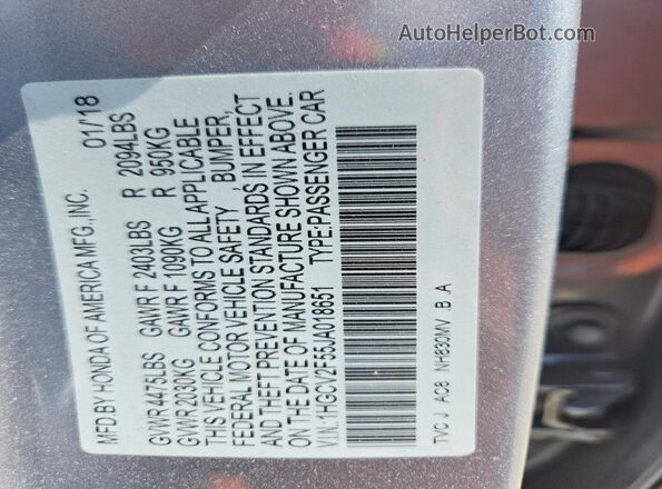1HGCV2F55JA018651 2018 HONDA ACCORD Silver Widok komory silnika