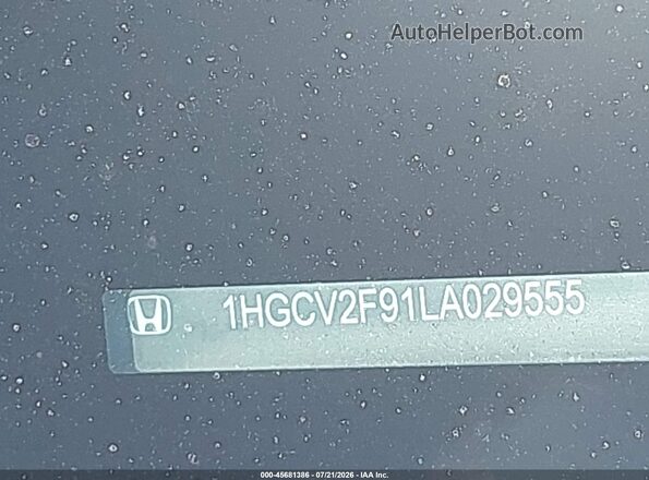1HGCV2F91LA029555 2020 HONDA ACCORD Бежевый 