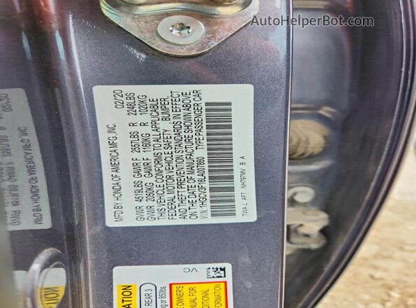 1HGCV3F16LA007860 2020 HONDA ACCORD Gray Engine compartment view