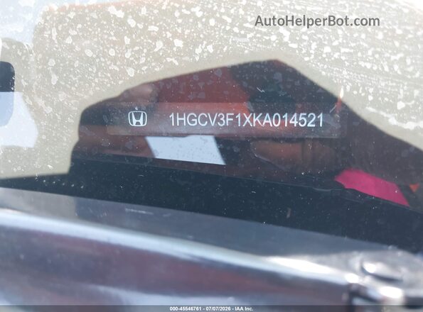 1HGCV3F1XKA014521 2019 HONDA ACCORD Blue Vista del compartimento del motor