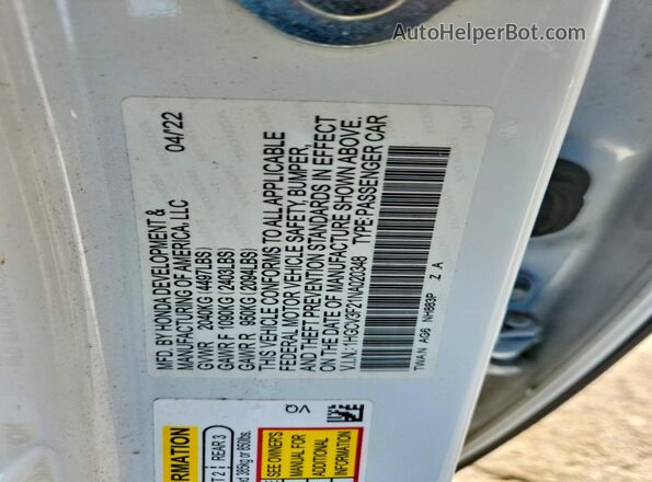 1HGCV3F21NA020348 2022 HONDA ACCORD White Շարժիչի բաժամունքի տեսք