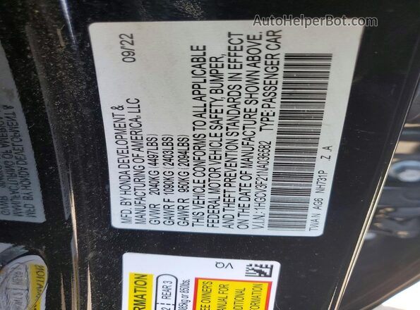 1HGCV3F21NA036582 2022 HONDA ACCORD Black Vista del compartimento del motor